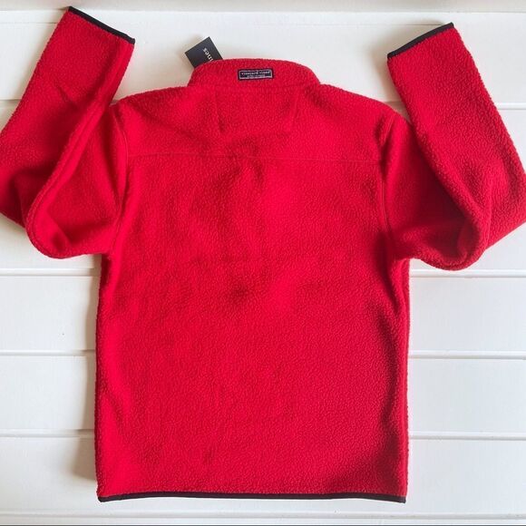 Vineyard Vines Boys' Red Velvet Sherpa Fleece Half-Zip Sweatshirt Jacket NWT L - Picture 2 of 10